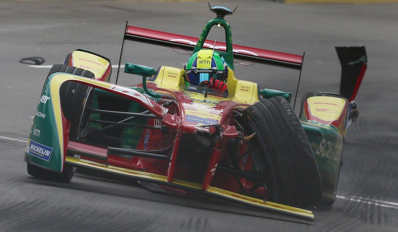 Lucas Di Grassi crashes his car during qualifying in last year’s Hong Kong e-Prix but made amends by finishing second in the race. Photo: K.Y. Cheng