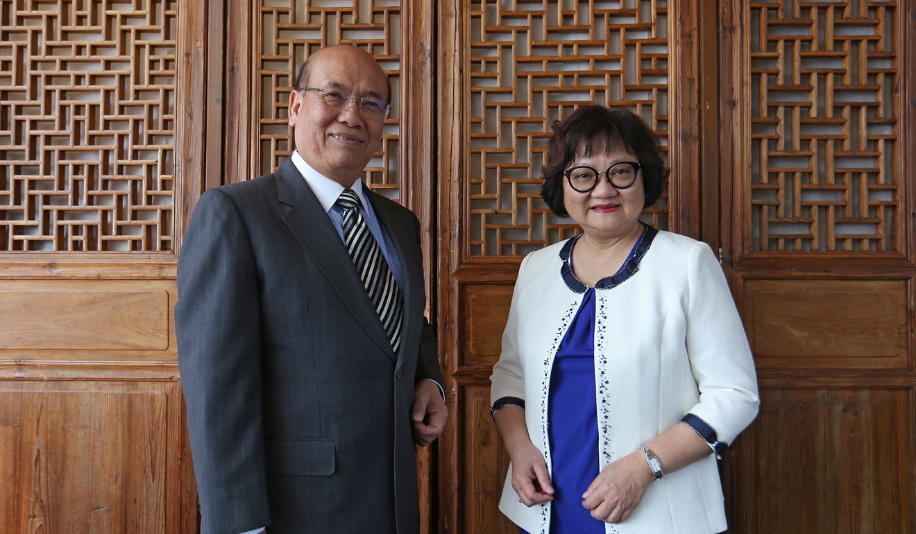 Herman Hui (left), chairman of the Standing Committee on Youth Skills Competition, and Carrie Yau, executive director of the Vocational Training Council. Photo: Xiaomei Chen