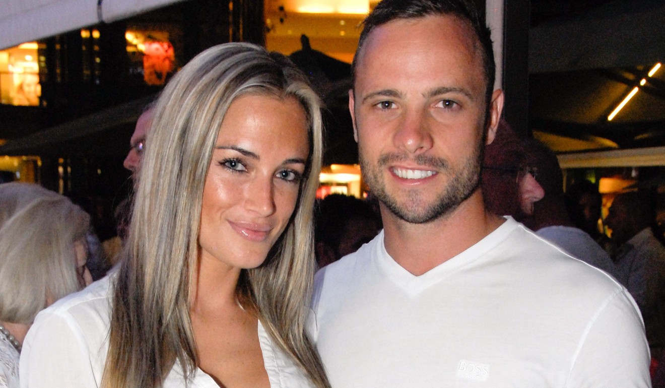 Pistorius with Reeva Steenkamp at Melrose Arch in Johannesburg. Photo: AFP