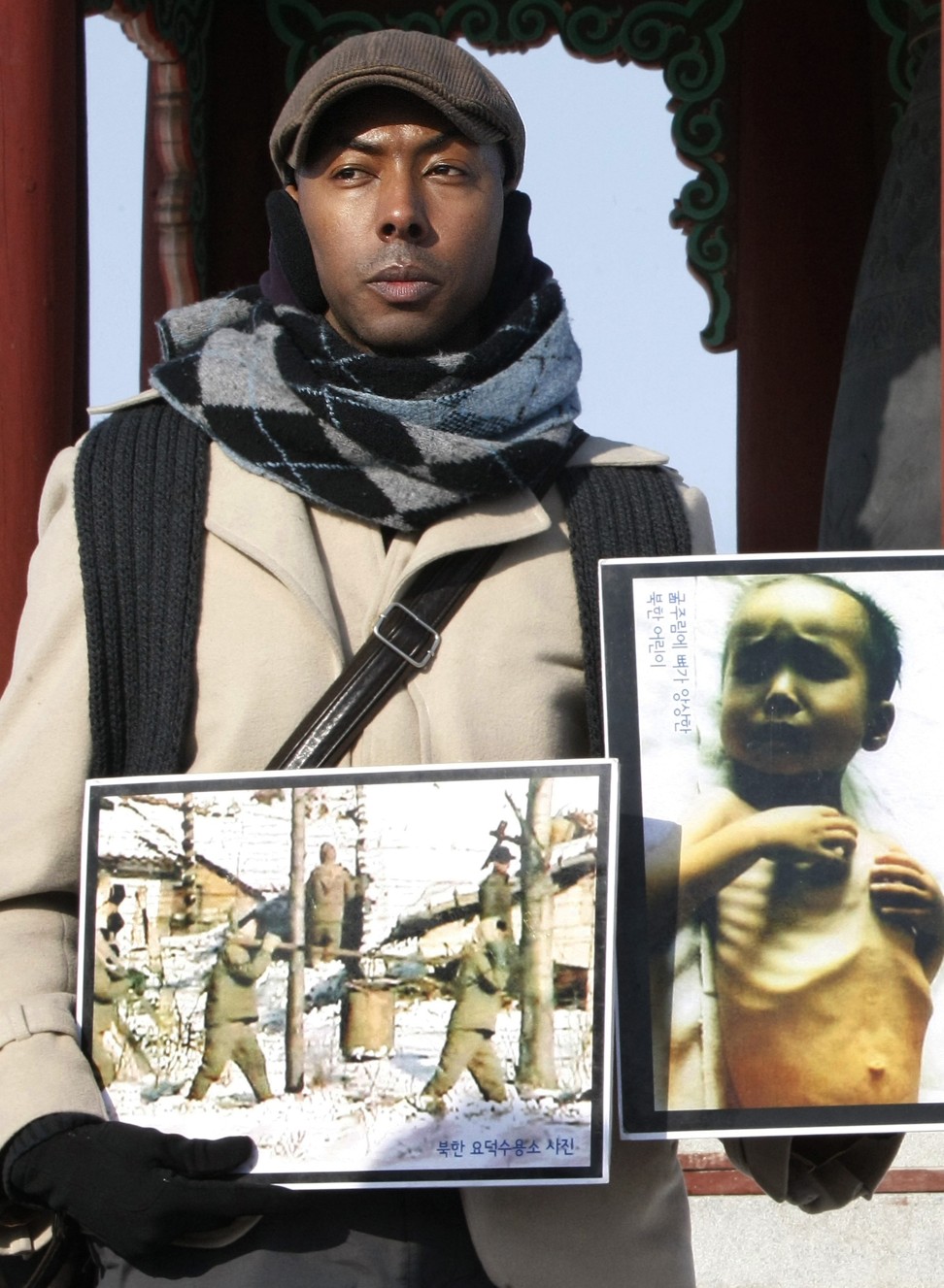 In this file photo taken on January 12, 2010, American Aijalon Mahli Gomes, participates in a rallydenouncing North Korean's human rights conditions, at the Imjingak Pavilion, near the demilitarised zone (DMZ) of Panmunjom that separates the two Koreas. Photo: AP