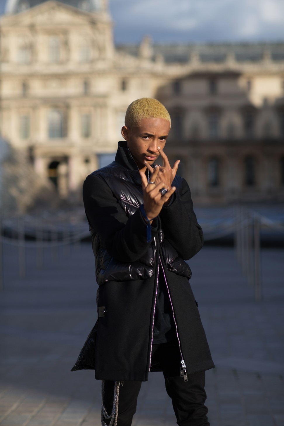 Millennial idol Jaden Smith attends the Louis Vuitton show. Young celebrities play a big role in streetwear x high fashion collaborations.