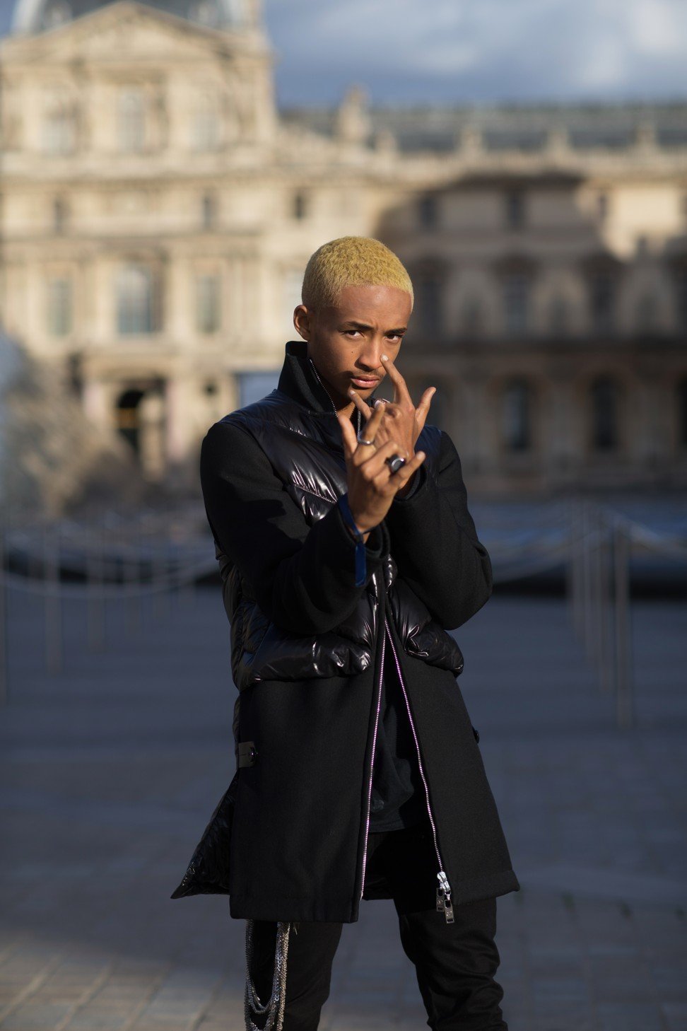 Millennial idol Jaden Smith attends the Louis Vuitton show. Young celebrities play a big role in streetwear x high fashion collaborations.