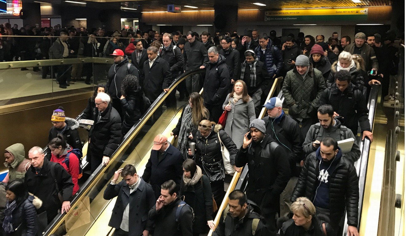 Commuters leaving the New York Port Authority after reports of an explosion. Photo: Reuters