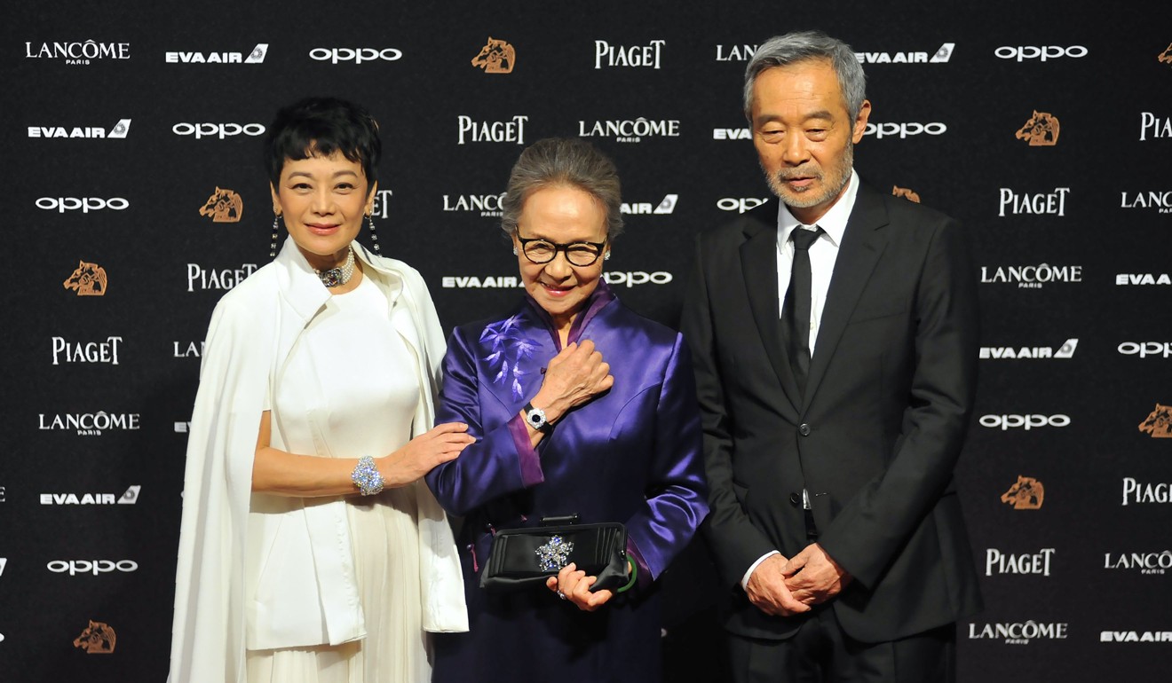 From left: Chang, Chinese actress Wu Yanshu and Tianat Taiwan’s 54th Golden Horse film awards. Photo: AFP