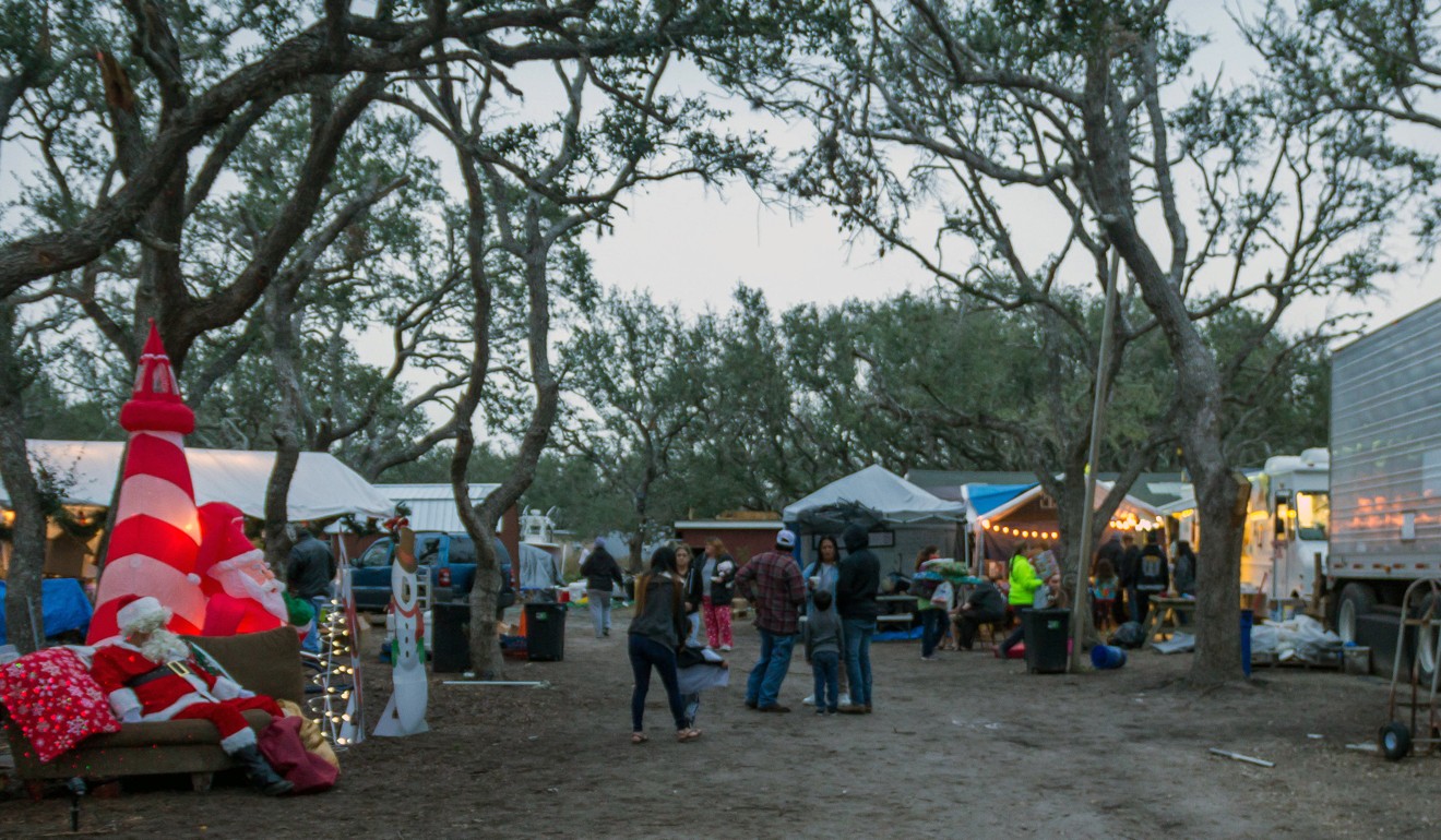 A general view inside the Rockport Relief Camp in Rockport, Texas. Photo: AP