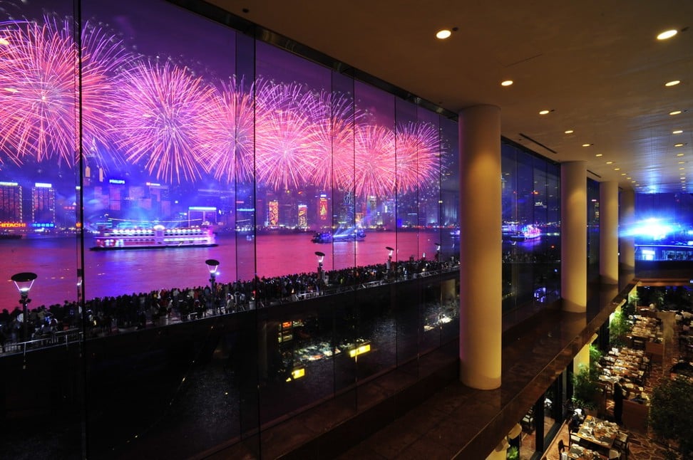 Fireworks as seen from the InterContinental Hong Kong.