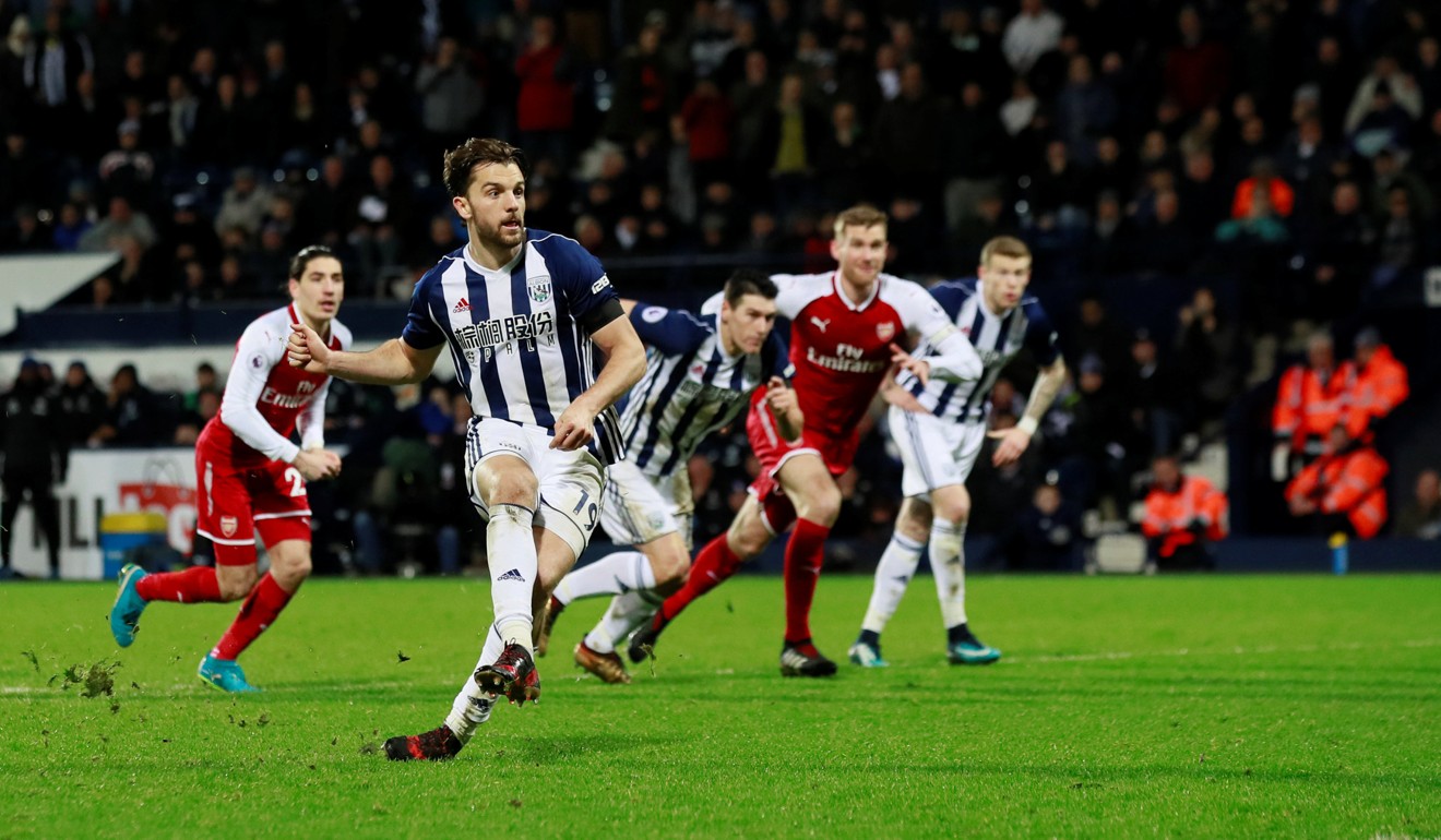 West Bromwich Albion's Jay Rodriguez equalises from the penalty spot at The Hawthorns. Photo: Reuters