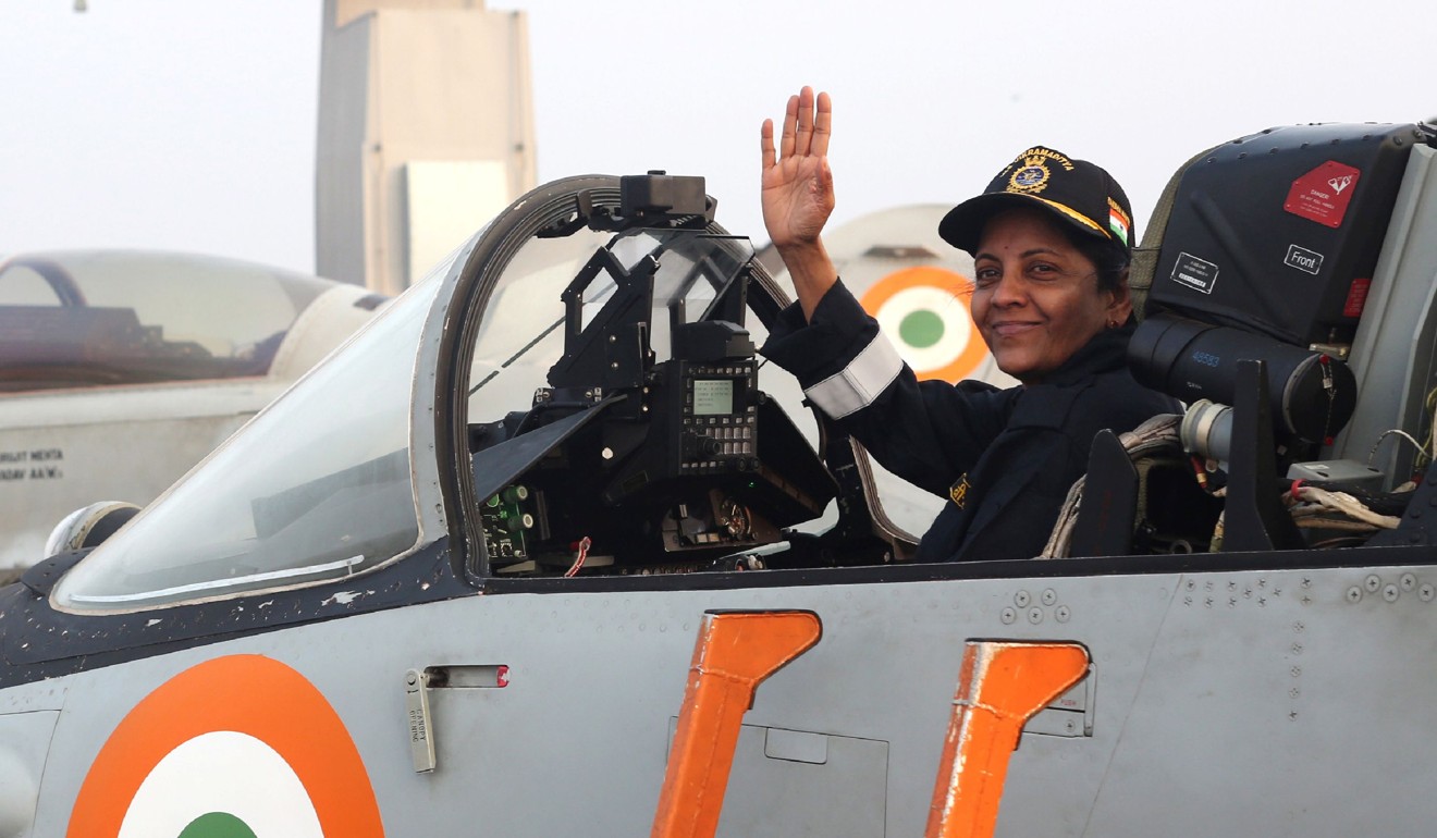 Minister of Defence Nirmala Sitharaman (seen last week on board MiG 29K) approved the purchase. Photo: Indian Ministry of Defence via AFP