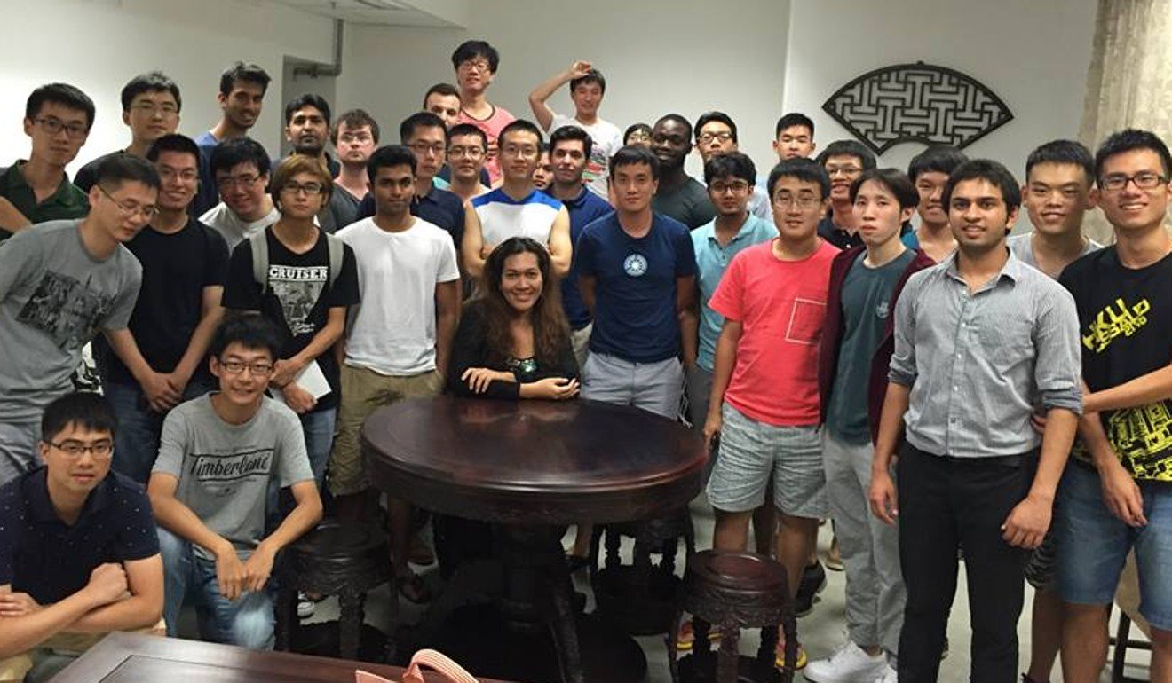 Alegre (front, centre) with her students at the University of Hong Kong in Central.