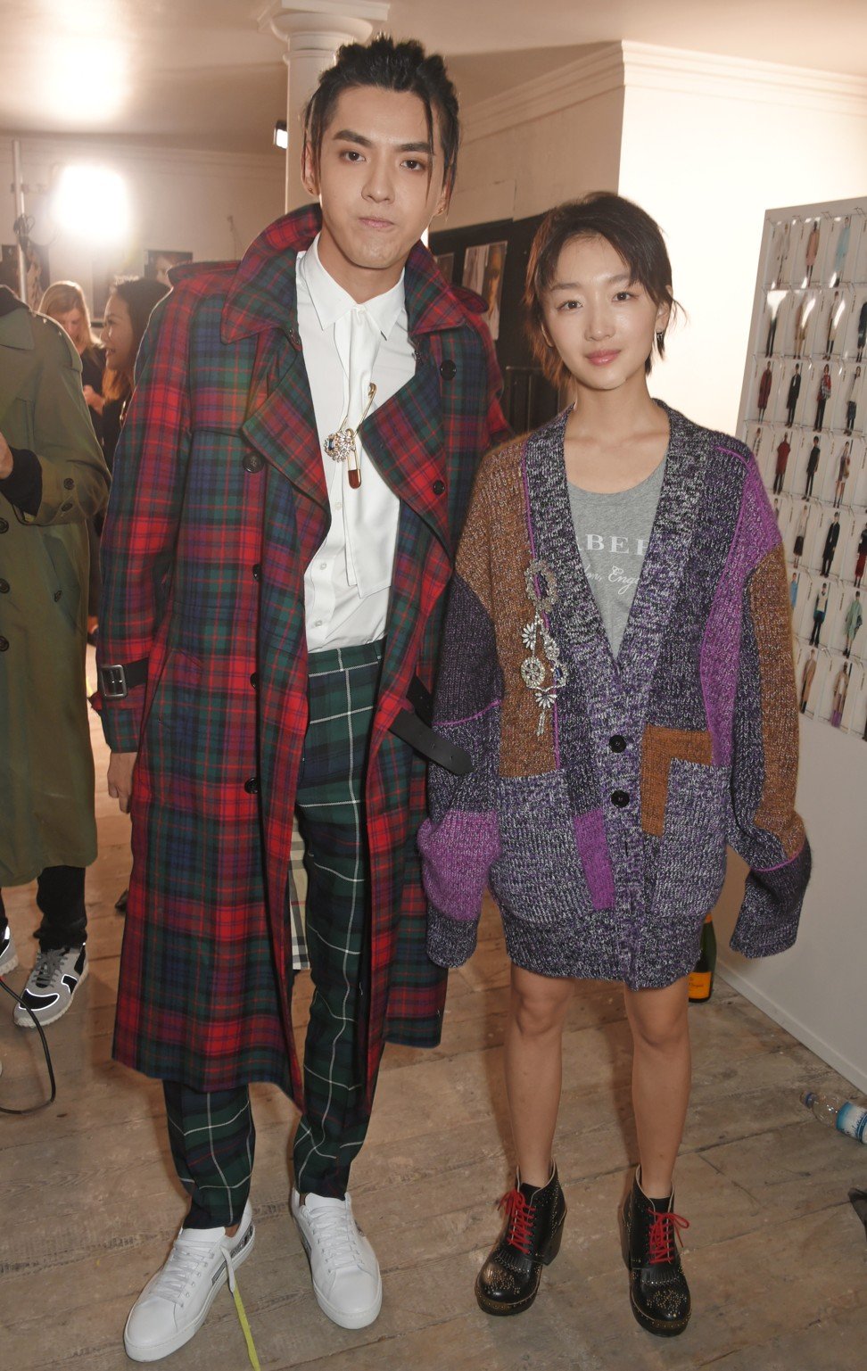 Kris Wu and Zhou Dongyu wearing Burberry designs. Photo: Dave Benett