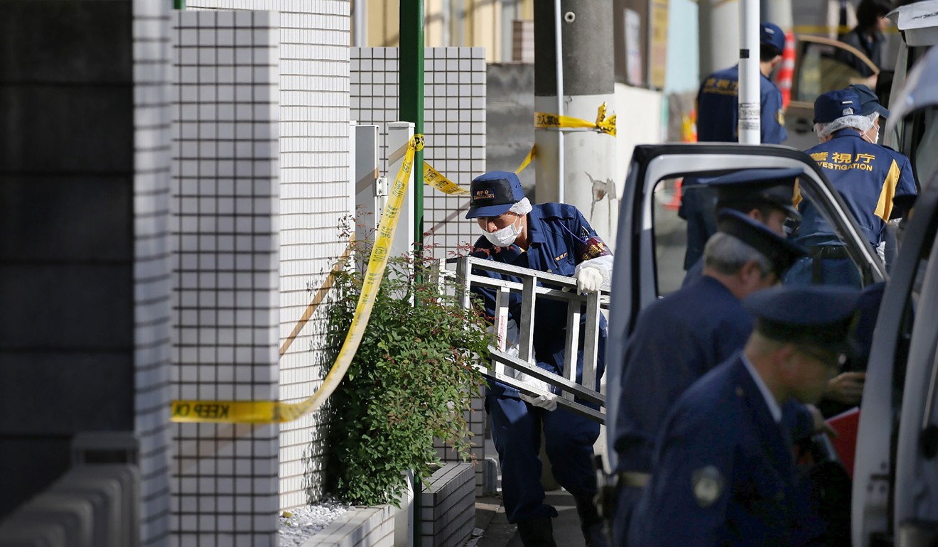 Police at a crime scene in Zama, Kanagawa prefecture. Photo: AFP