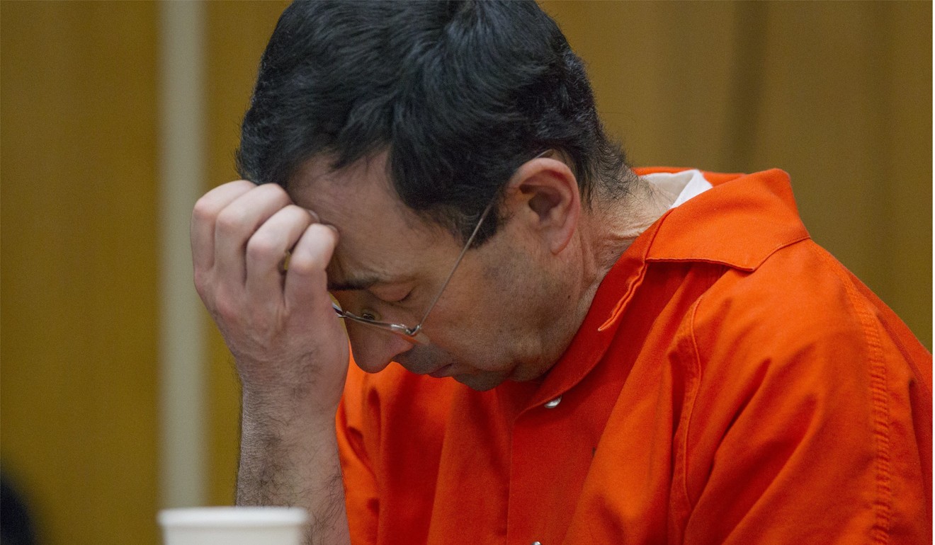 Larry Nassar reacts in court on Wednesday. Photo: The Grand Rapids Press via AP