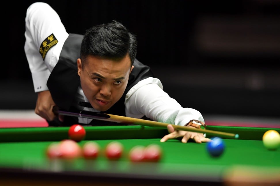 Marco Fu playing in the Masters at Alexandra Palace in London last month. Photo: AFP