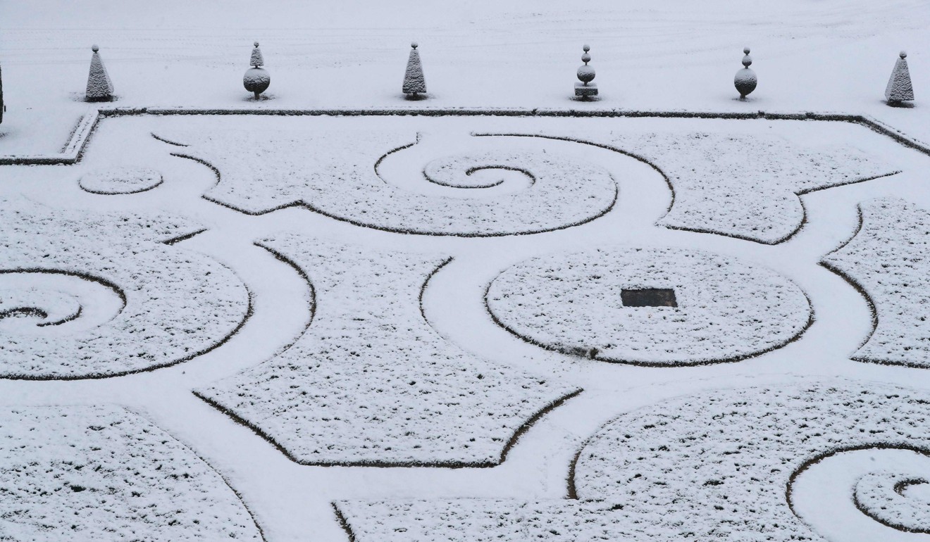 The snow-covered gardens of the Palace of Versailles, 20km outside of Paris. Photo: Agence France-Presse