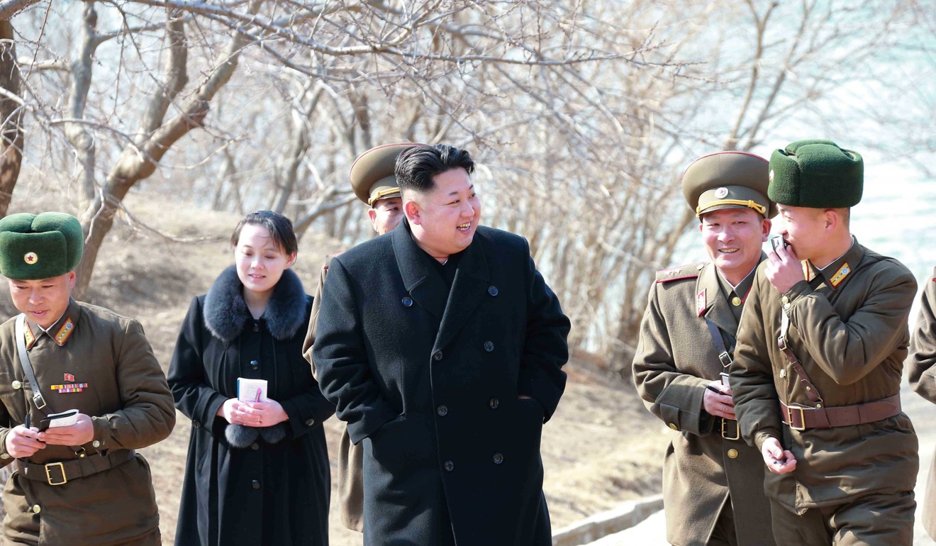 Kim Yo-jong (second left) alongside her brother, Kim Jong-un. Photo: EPA