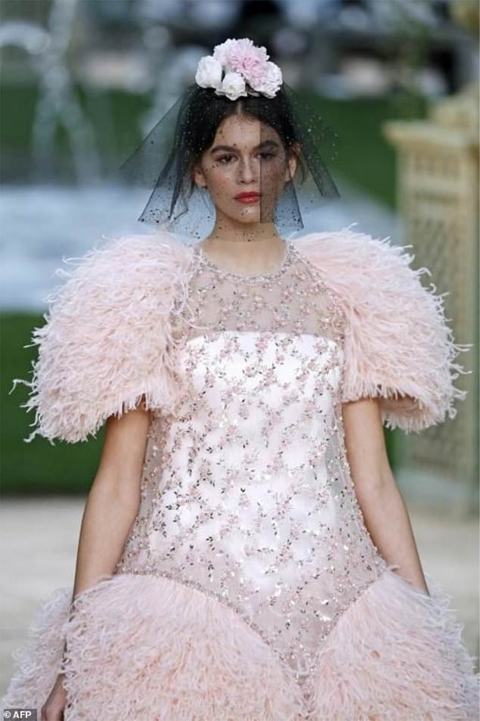 Kaia Gerber, the daughter of former super model Cindy Crawford, presents a creation for Chanel during the 2018 spring/summer Haute Couture collection fashion show in Paris. Photo: AFP