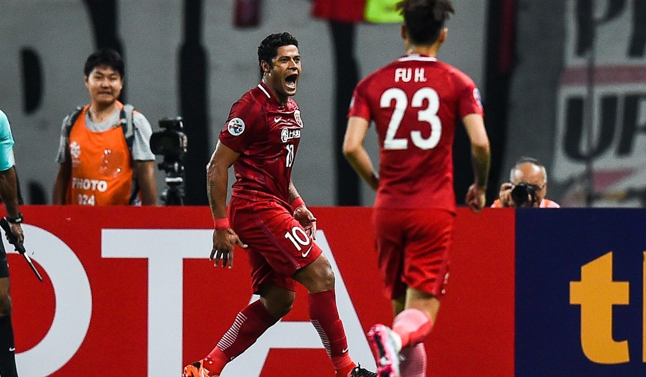 Shanghai SIPG's Hulk celebrates a goal during the AFC Champions League semi-final against Urawa Red Diamonds. Photo: AFP