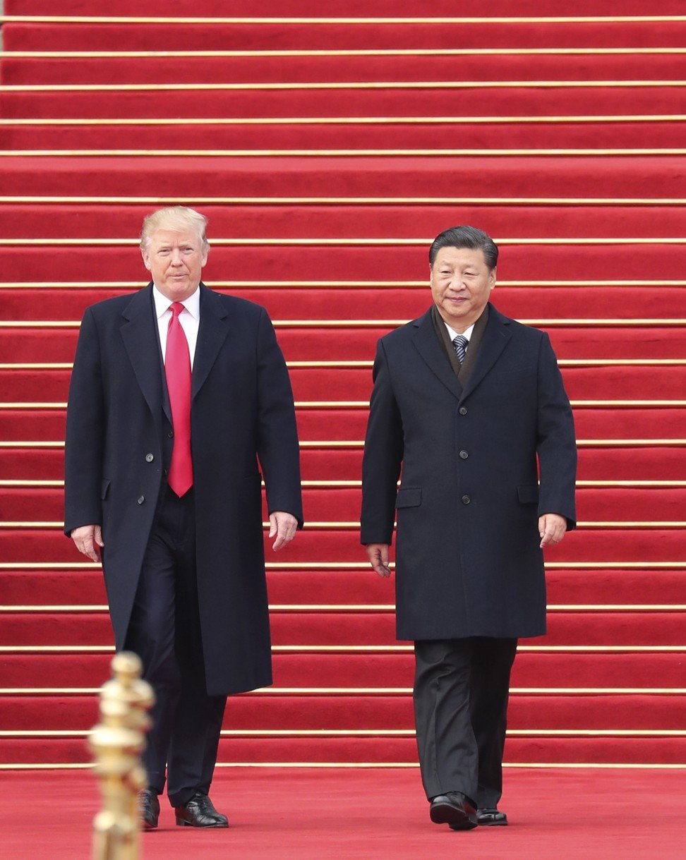 US President Donald Trump (left) and his Chinese counterpart Xi Jinping pictured at the Great Hall of the People in Beijing on the day the incident was alleged to have happened. Photo: Xinhua
