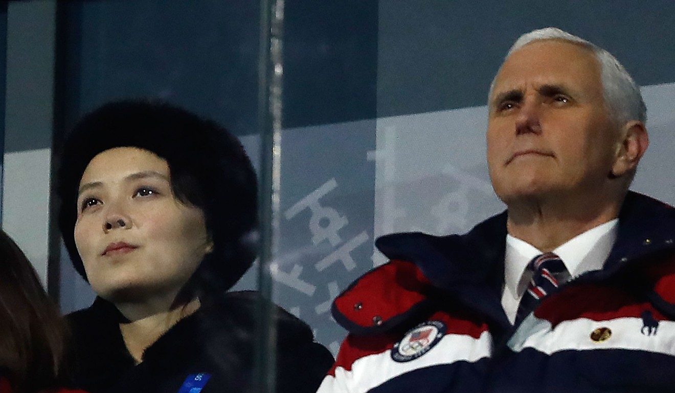 Pence sitting just a few feet from North Korean leader Kim Jong-un’s sister Kim Yo-jong at the opening ceremony of the Pyeongchang 2018 Winter Olympic Games. Photo: AFP