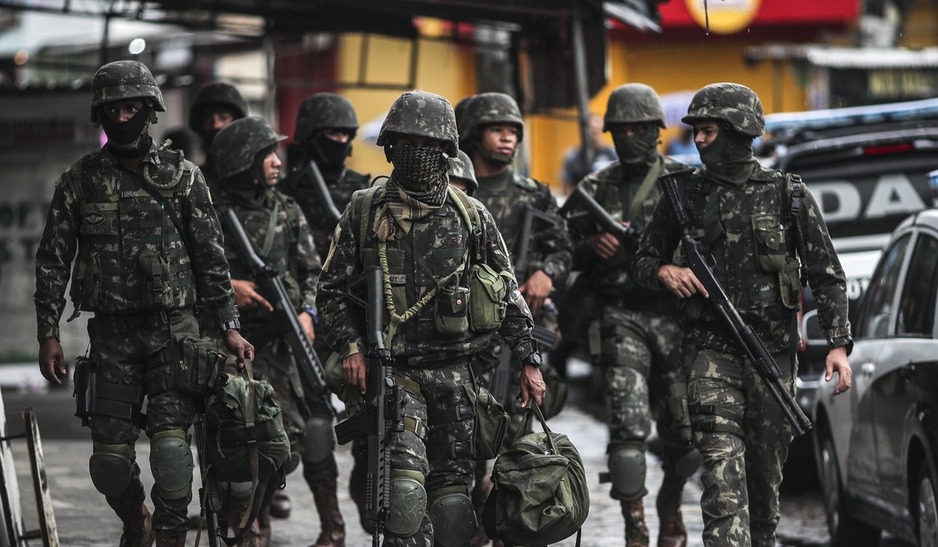 Soldiers conduct security operations in Rio de Janeiro, Brazil. Photo: EPA