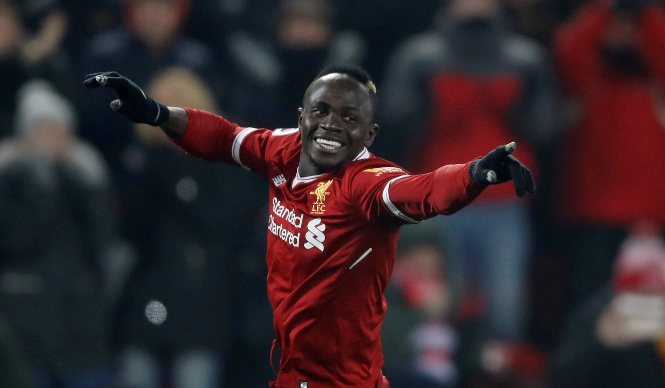 Liverpool’s Sadio Mane celebrates scoring their second goal. Photo: Reuters