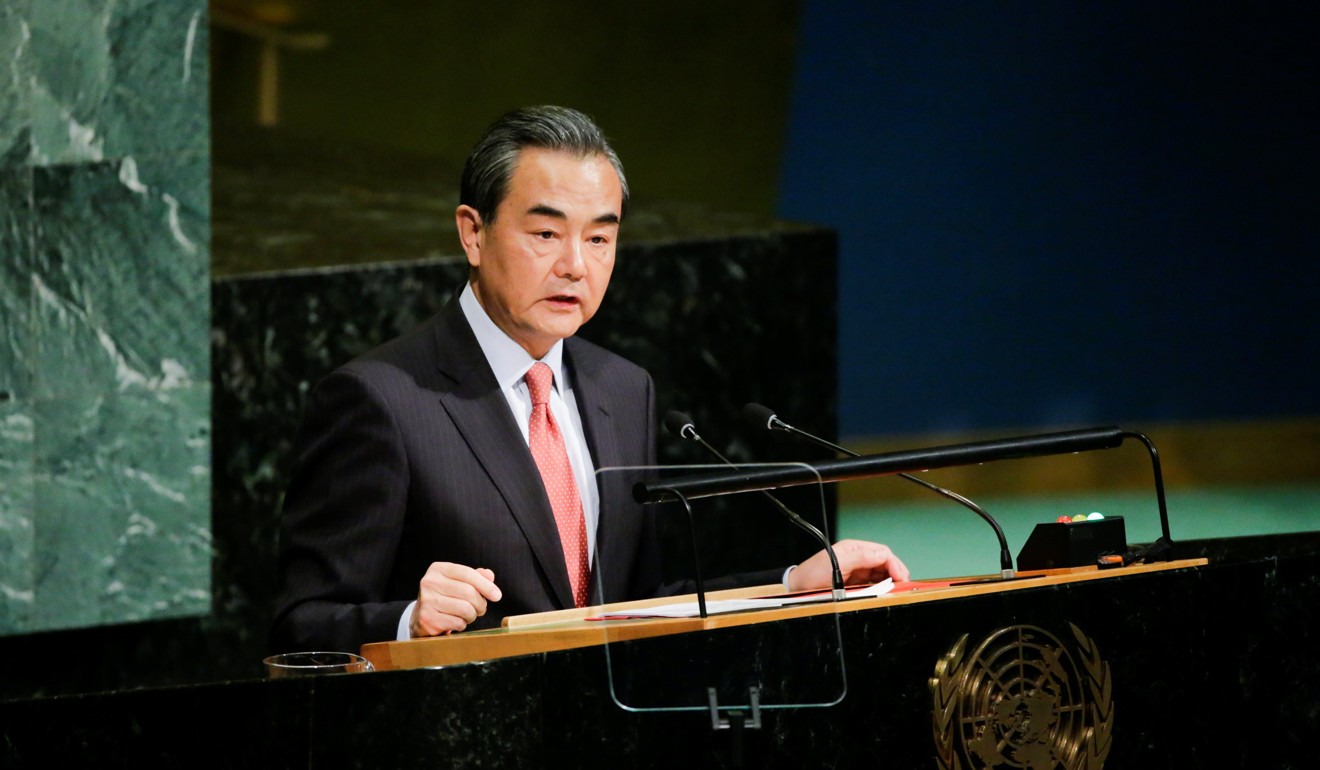 Foreign Minister Wang Yi addresses the UN General Assembly in New York in September. Photo: Reuters