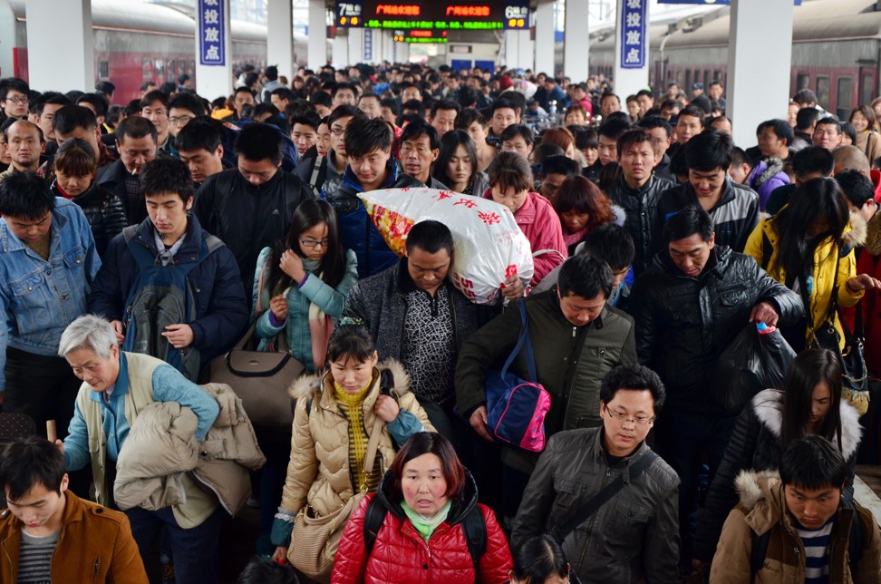 When China’s migrant workers get to the age of 40 or so, they become increasingly likely to return to their hometowns and in doing so reduce the labour force in the cities in which they once worked, economist Cai Fang said. Photo: AFP