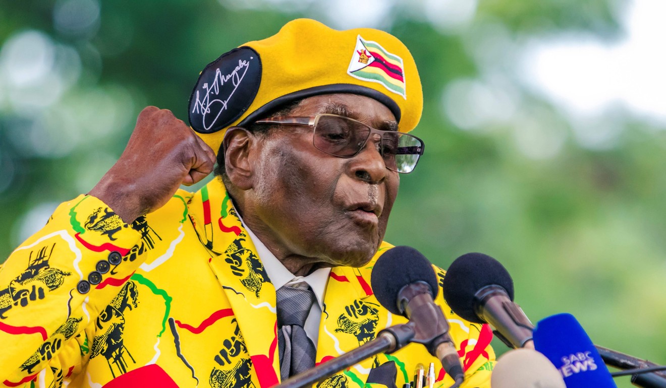 In this file photo taken on November 8, 2017 Zimbabwe's President Robert Mugabe addresses party members and supporters gathered at his party headquarters to show support for his wife, Grace, becoming the party's vice-president after the dismissal of Emmerson Mnangagwa, who would later oust Mugabe. Photo: Agence France-Presse