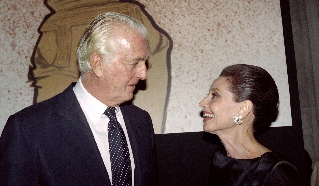 Givenchy’s career-defining role was as stylist to actress Audrey Hepburn in the 1960s (Hepburn is pictured with the designer in 1991). Photo: AFP