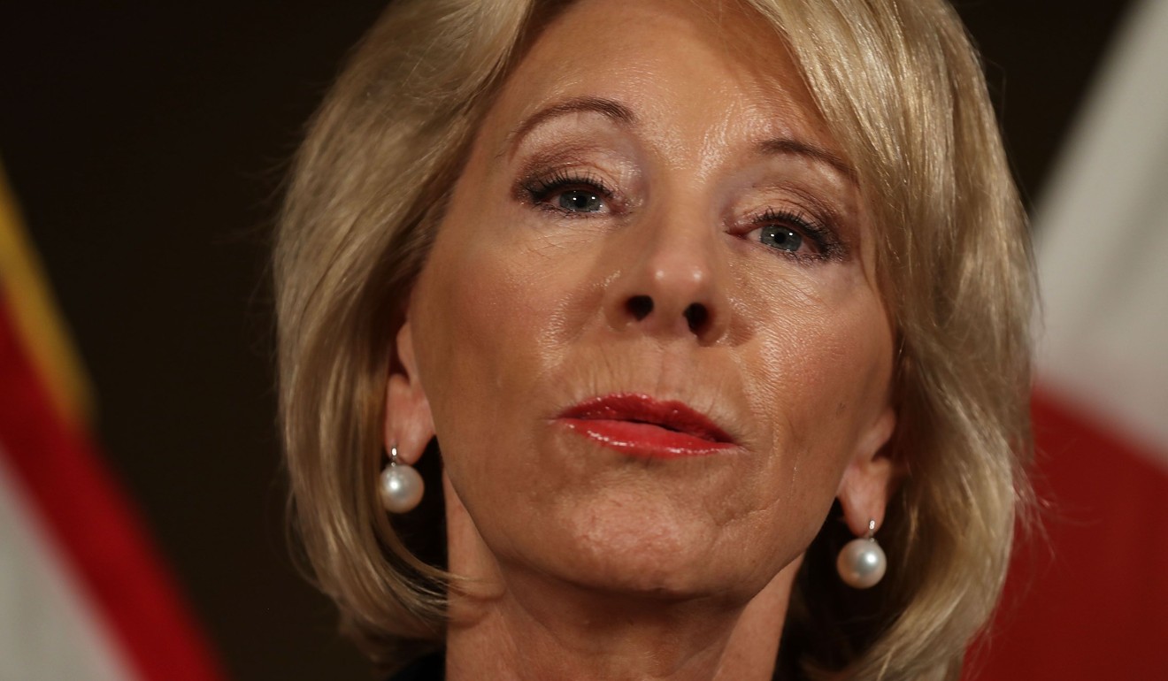 US Education Secretary Betsy DeVos is reportedly on thin ice after she stumbled through a pair of high-profile interviews. Photo: Agence France-Presse