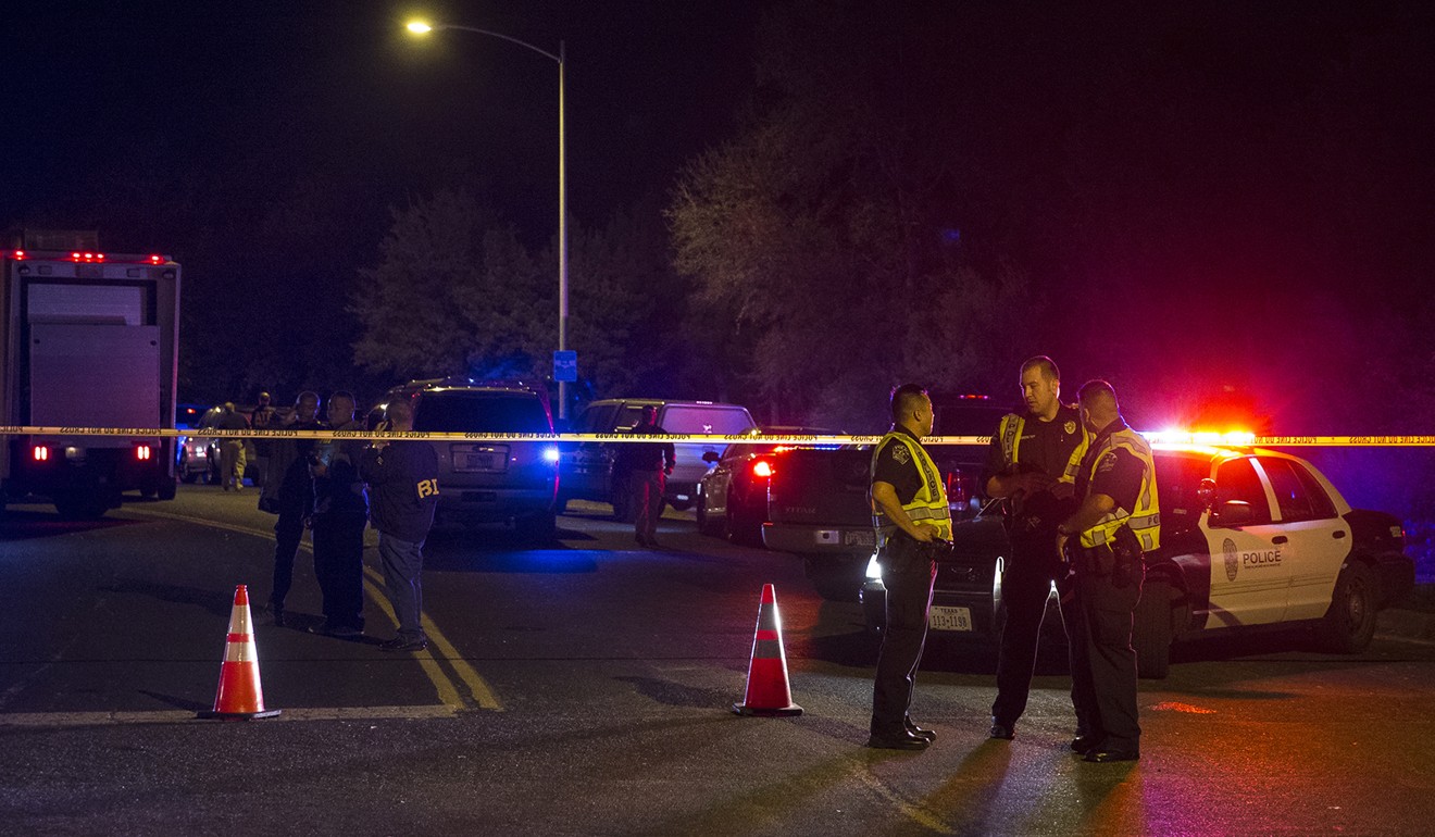 Authorities work the scene of an explosion in Austin, Texas, on Sunday. Photo: AP
