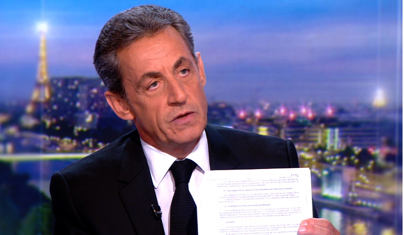 This video grab taken from footage released by French television channel TF1 shows French former president Nicolas Sarkozy speaking during an interview on March 22. Photo: Agence France-Presse