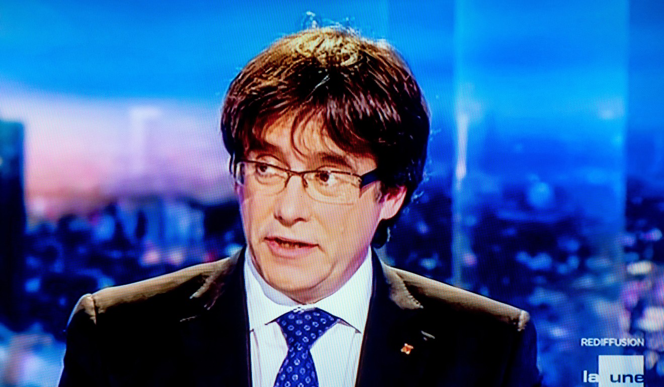 Screenshot of an exclusive interview with fugitive Catalan ex-leader Carles Puigdemont at the Belgian television RTBF in Brussels, Belgium, on November 3. Photo: TNS