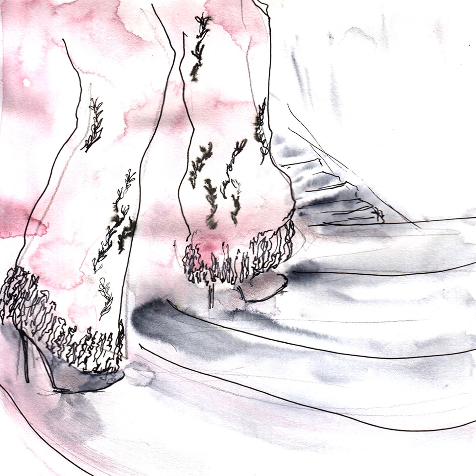 St Clair’s illustration of the Huishan Zhang autumn-winter 2018 show at London Fashion Week.