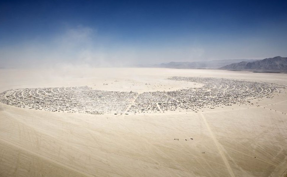 The horseshoe-shaped, temporary city that makes up Burning Man. Photo: Scott London/Scott London