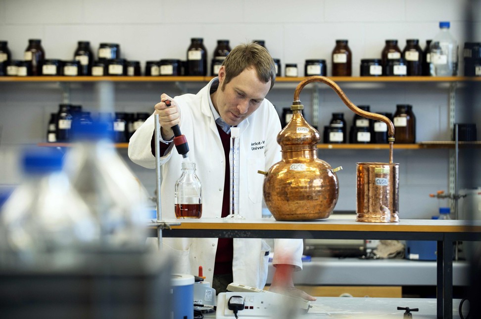 Assistant professor of distilling Matthew Pauley works at the International Centre for Brewing and Distilling which is based at Heriot-Watt University in Edinburgh, Scotland. Photo: AFP