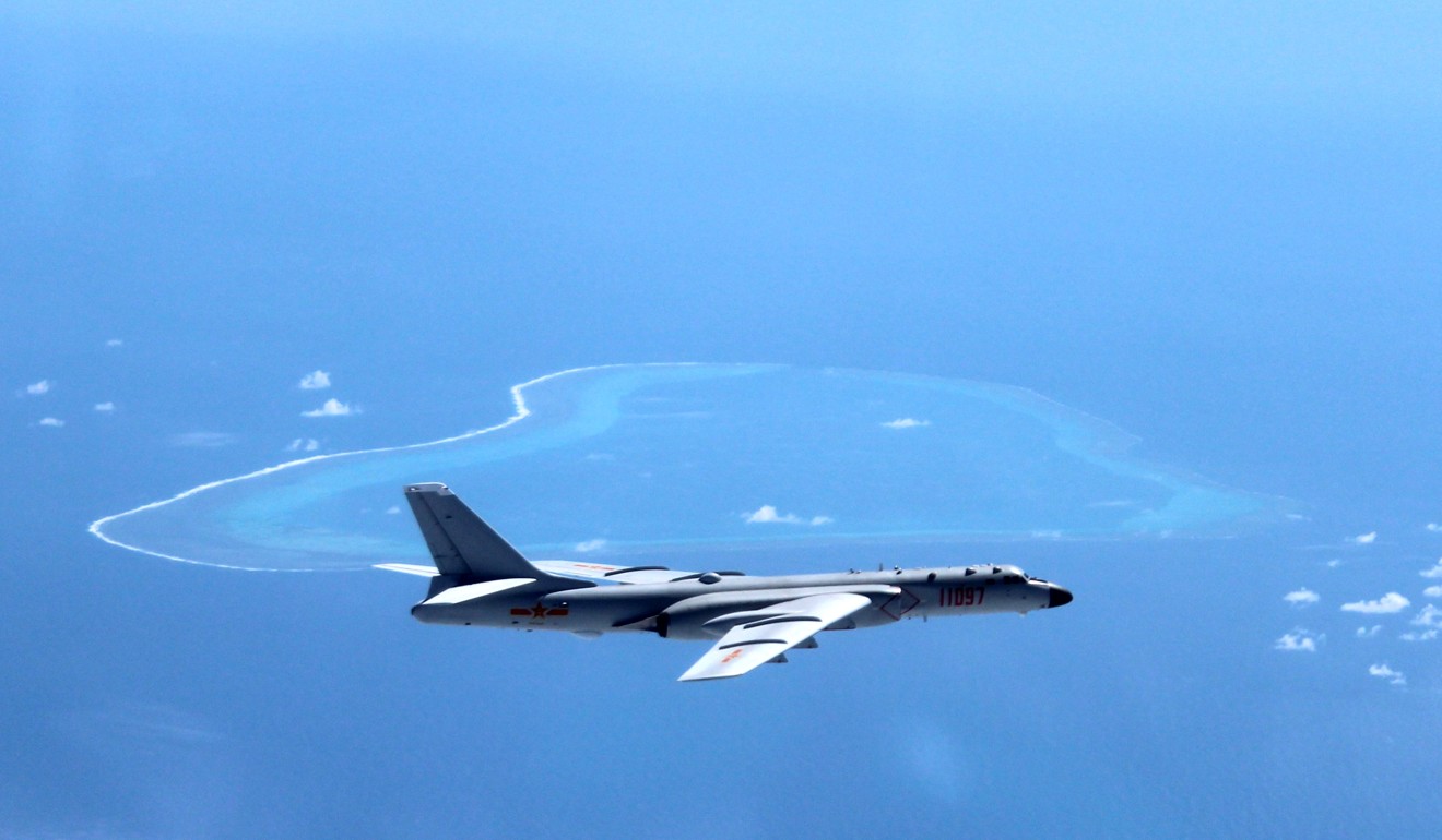 A Chinese H-6K bomber patrols islands and reefs in the South China Sea. Photo: Xinhua