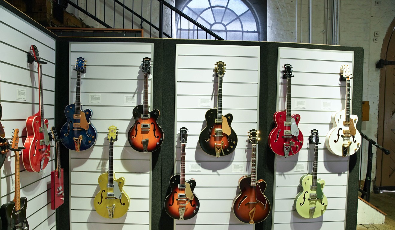 Guitars owned by New Zealand actor Russell Crowe, which were auctioned by Sotheby's auction house. Photo: EPA