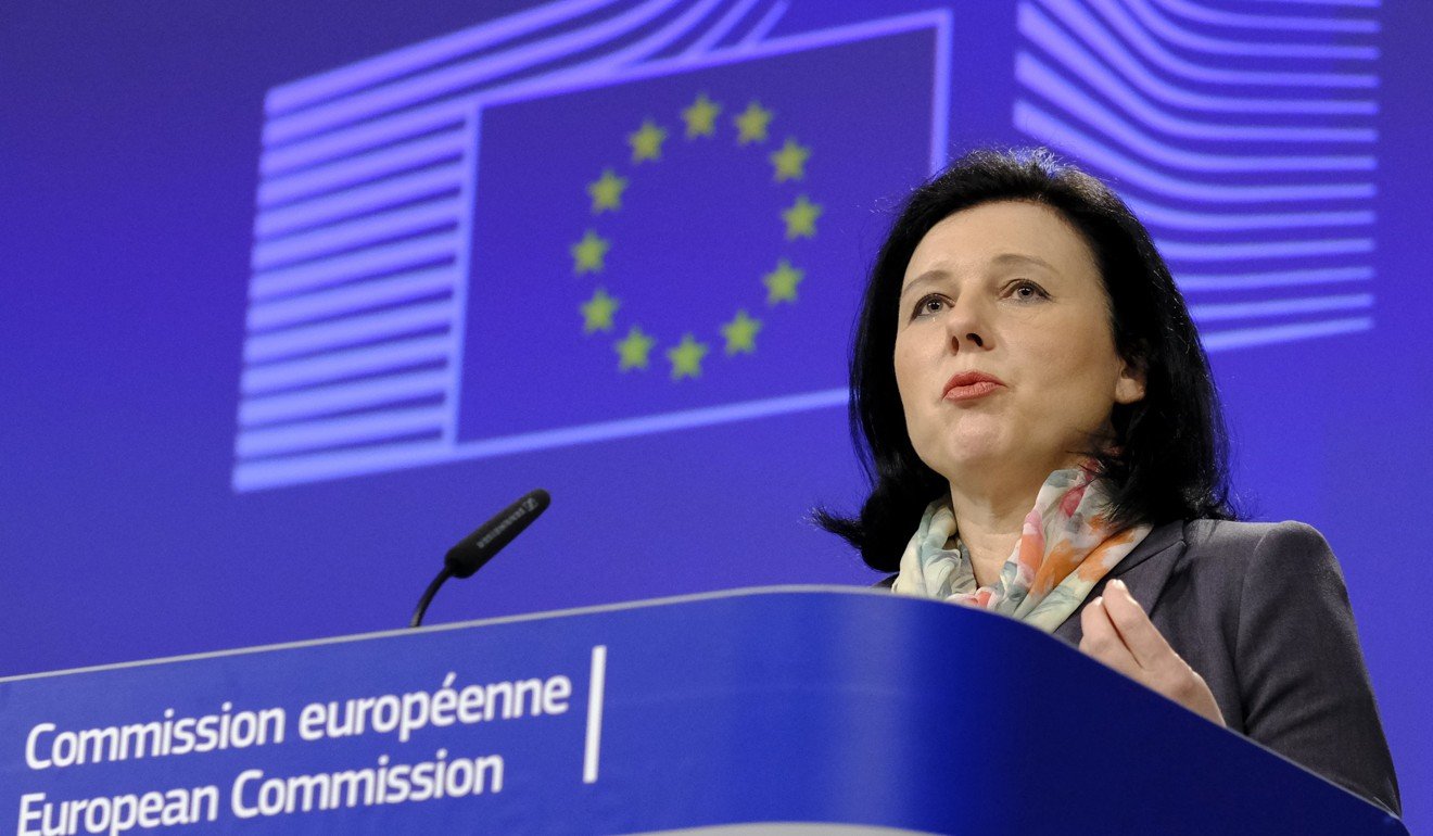 EU Justice Commissioner Vera Jourova says Facebook’s data scandal ‘is too important, too shocking, to treat it as business as usual’. EPA-EFE/OLIVIER HOSLET