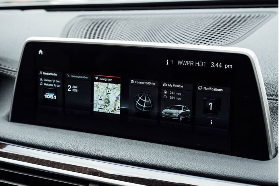 The car includes BMW’s novel system, which uses gestures done in front of the centre screen console to control things such as radio volume. Photo: Cesar Soto/Bloomberg