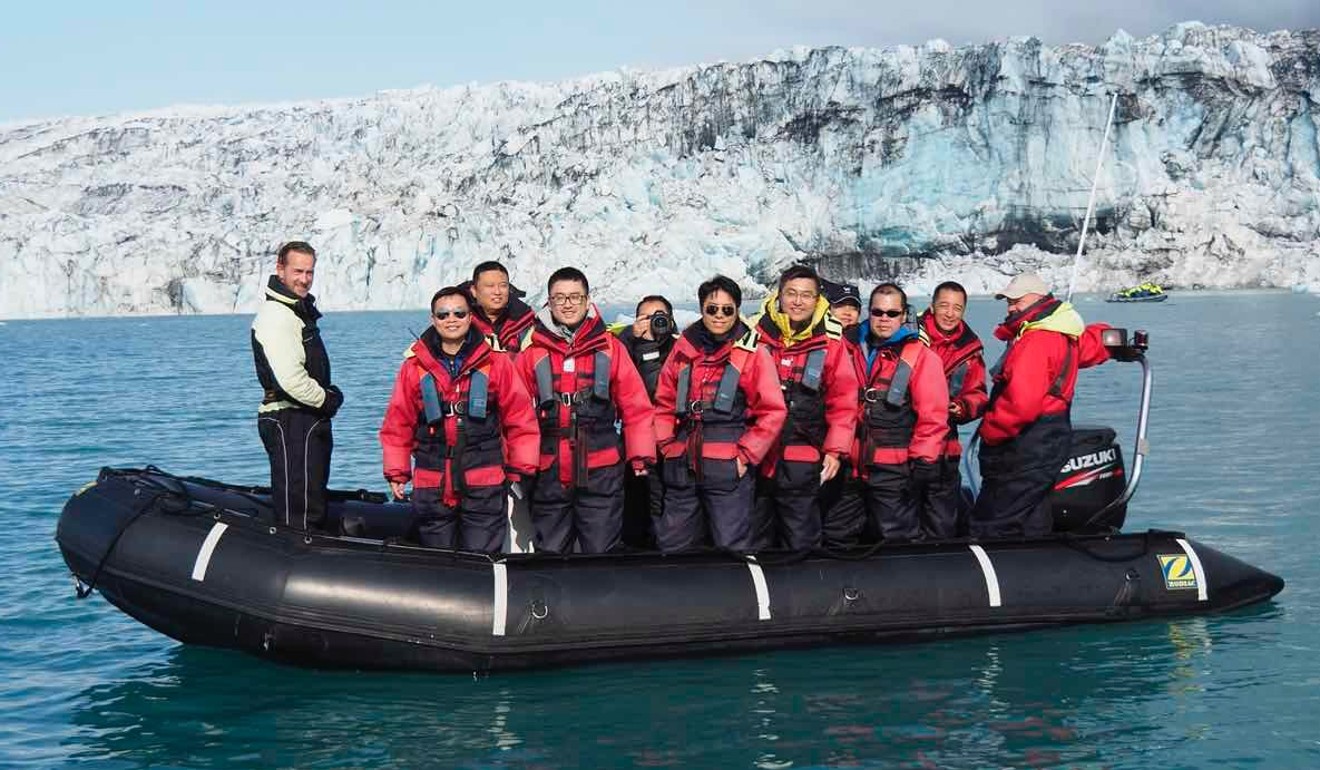 The Iceland adventurers, September 2015: He Xiaopeng, chairman of Xiaopeng Motors (front left, with sunglasses), and Brian Gu, former chairman of Asia-Pacific investment banking at JP Morgan Chase and now Xiaopeng’s vice-chairman (fifth right, yellow collar). Photo: Handout