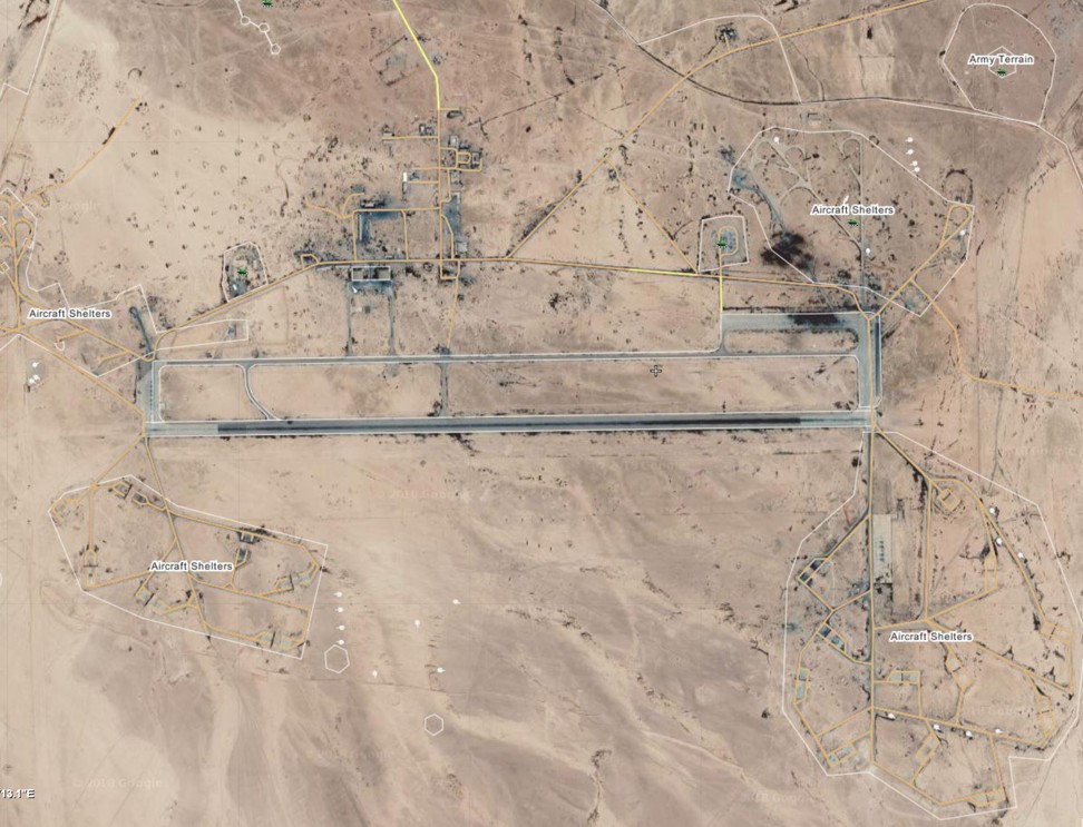 T-4, also known as Tiyas, halfway between Homs and the ancient ruins of Palmyra, has been used by the Russian air force, but it is unclear whether Russian aircraft were at the base when it came under attack. Photo: Wikimapia