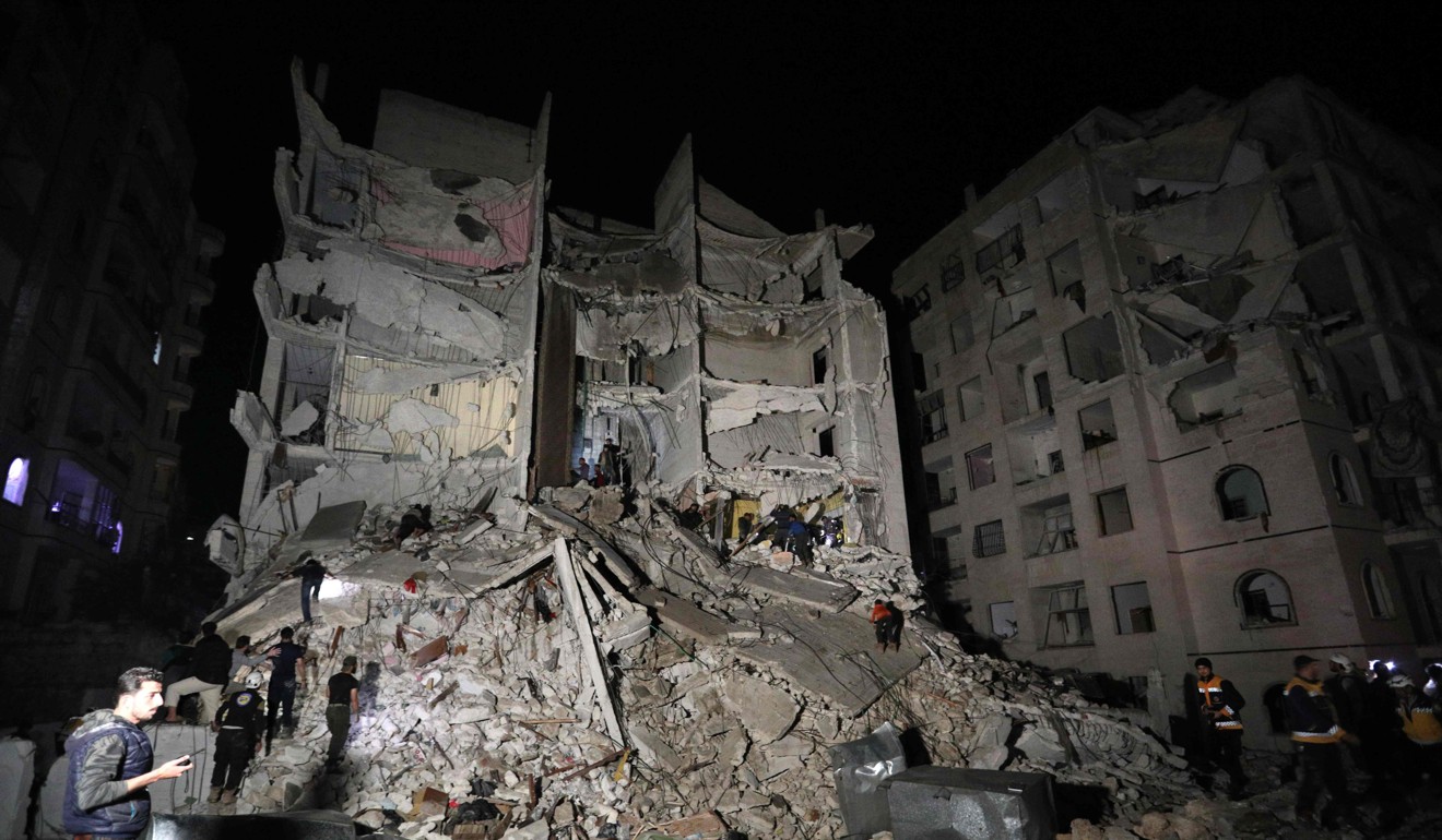 Rescuers toiled through the night to find people trapped in the rubble; the body count is expected to grow. Photo: AFP 
