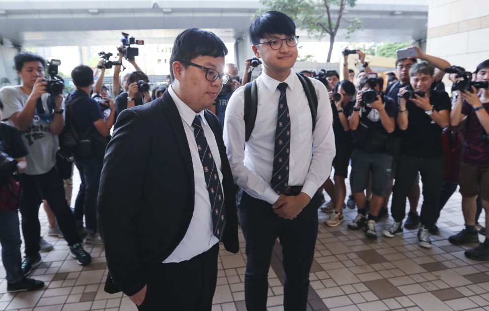 Li (left) and Fung launched a legal challenge to the university’s decision. Photo: Edward Wong