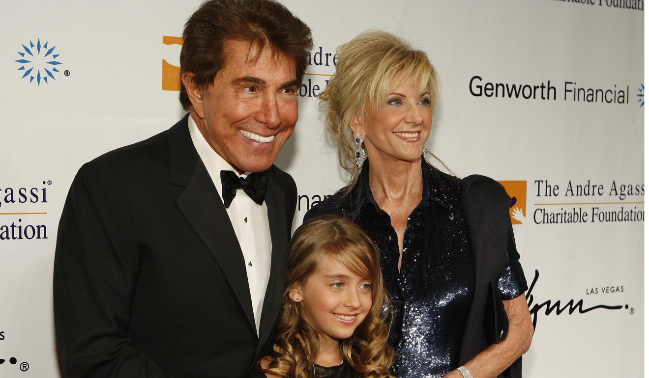 In this October 11, 2008 file photo, Steve Wynn, left, his then wife Elaine Wynn, right, and their granddaughter Marlowe Early arrive at a benefit show at the Wynn Las Vegas hotel and casino. Photo: AP
