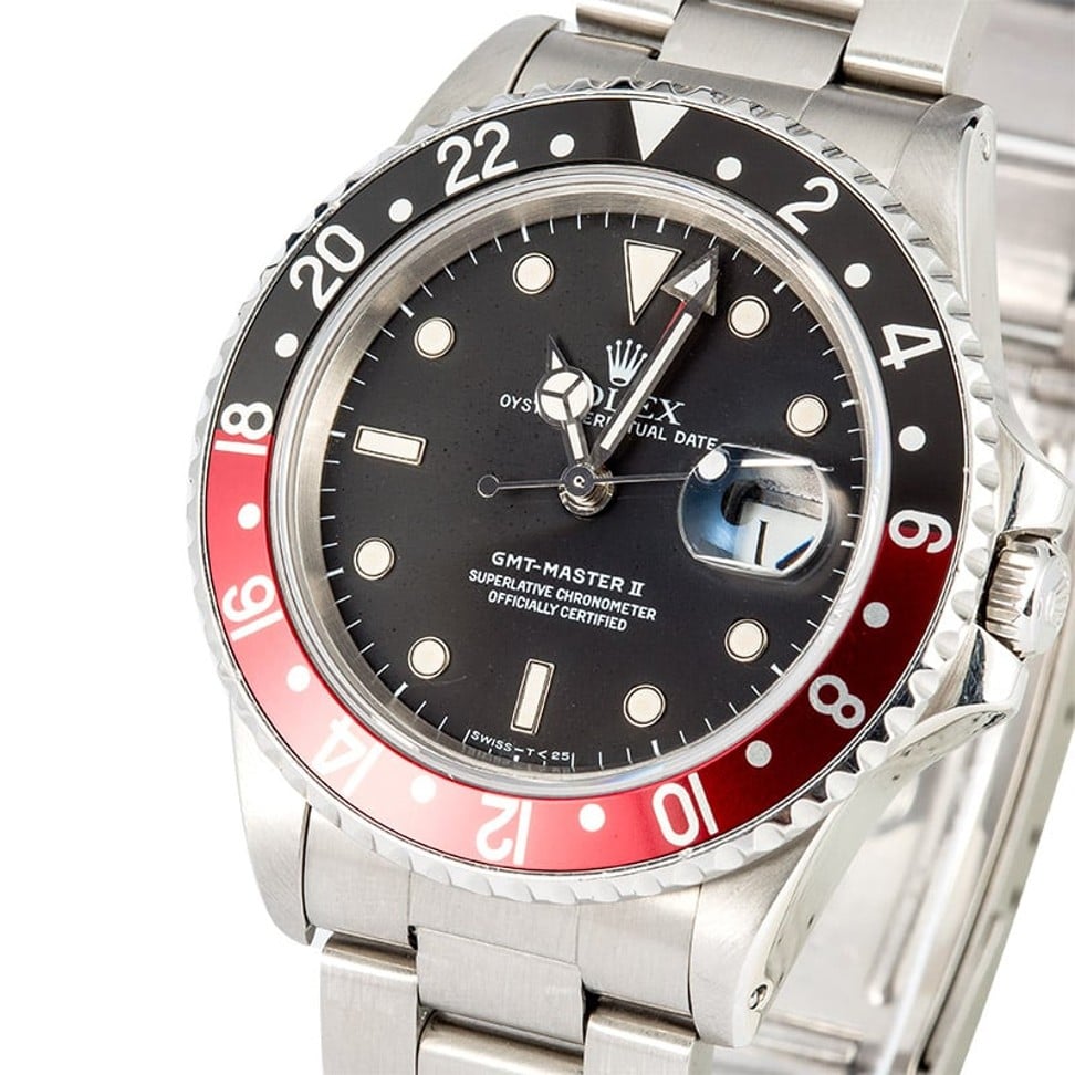 The Rolex 16760, aka the ‘Coke’ or ‘Fat Lady’, was the first GMT-Master II in 1983. The ‘Pepsi’ version came onto the market in 1988.