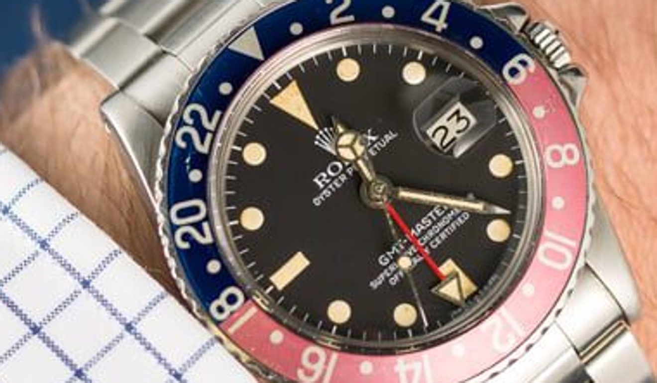 A close-up of the classic Rolex ‘Pepsi’ GMT Master 1675.