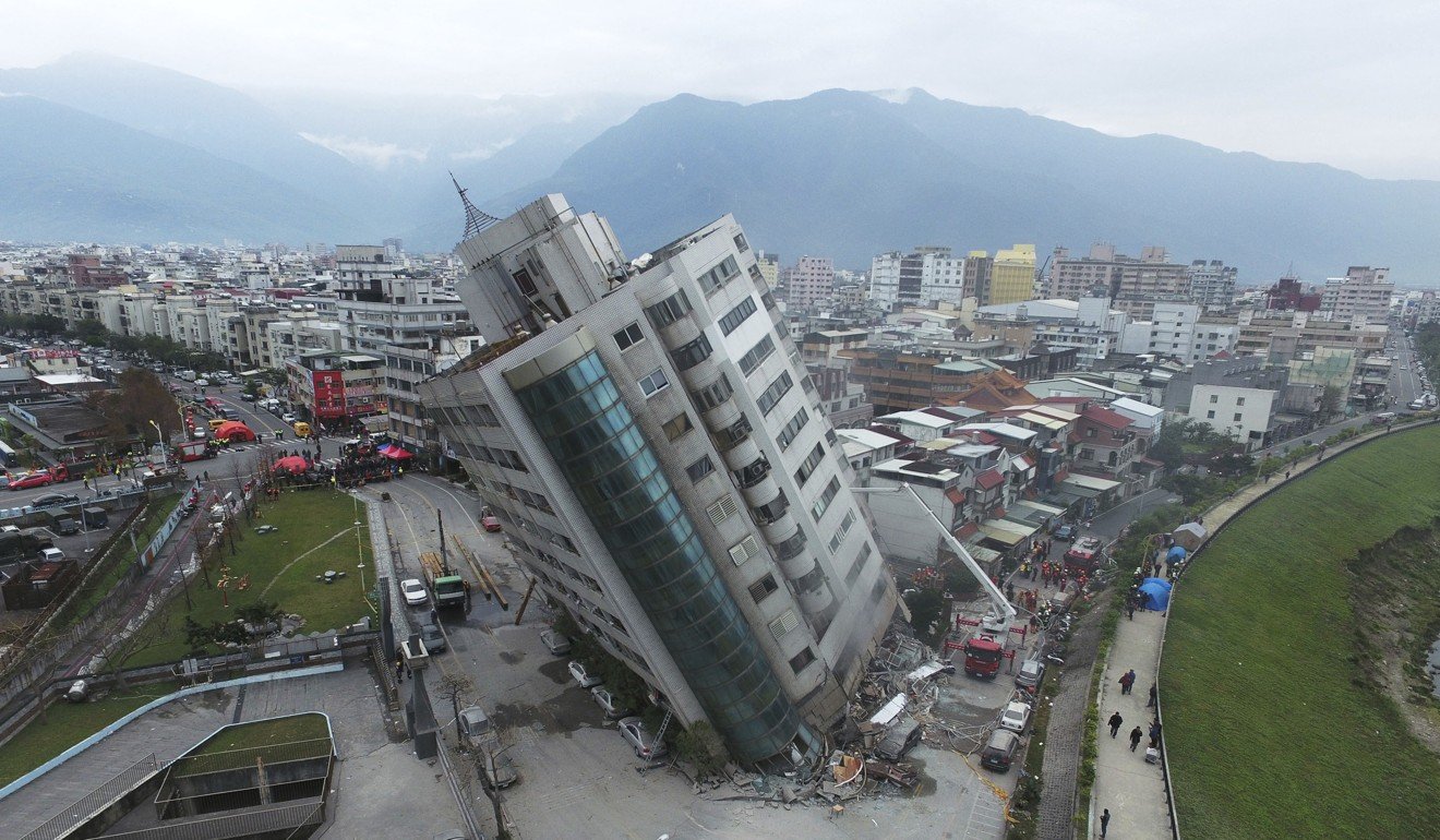 A residential building in Hualien following the earthquake. Photo: AP