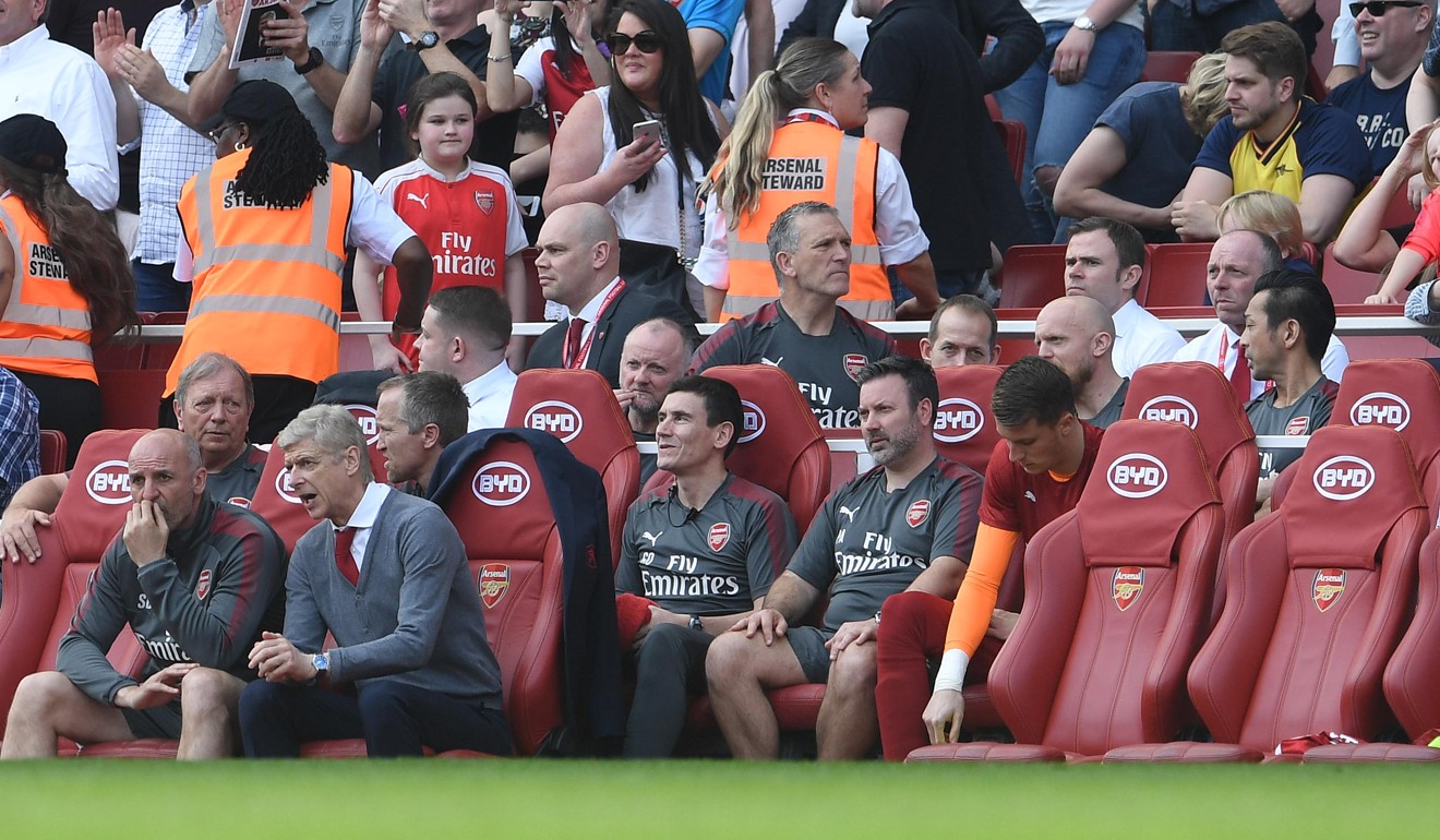 Arsenal in the dugout against West Ham. Photo: Arsenal Football Club/David Price