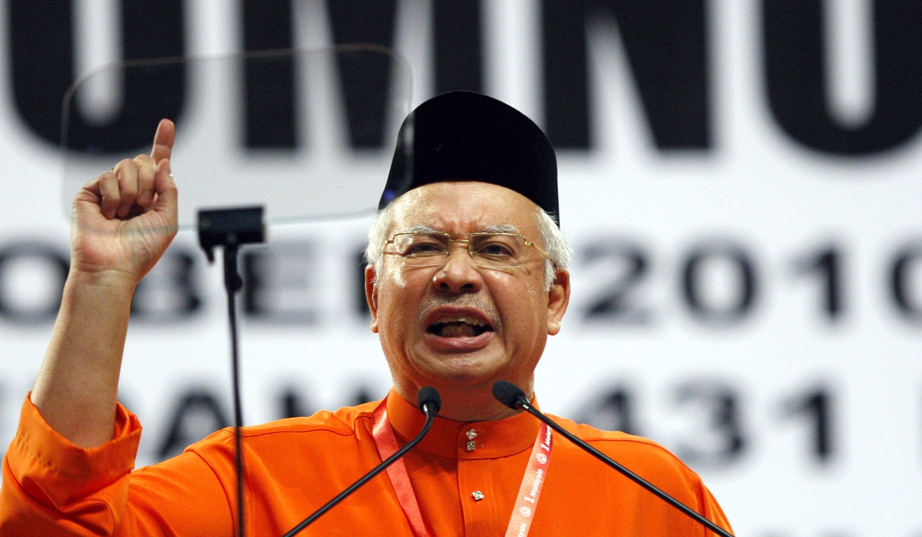 The speech by Malaysian Prime Minister Najib Razak was beamed live on state television. Photo: AP